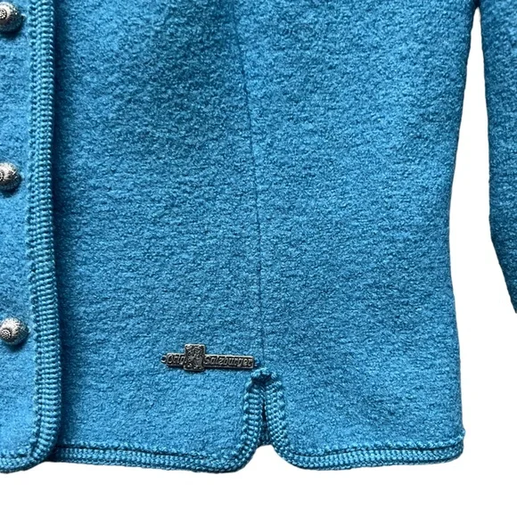 Salzburger Wool Trachten Cardigan Sweater Jacket Austrian Cardigan Blue Size L - Picture 5 of 14
